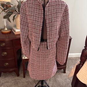 Women's Tweed Jacket and Skirt - Two-piece Red and Black